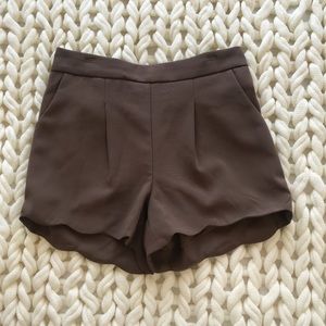 Scalloped tan shorts